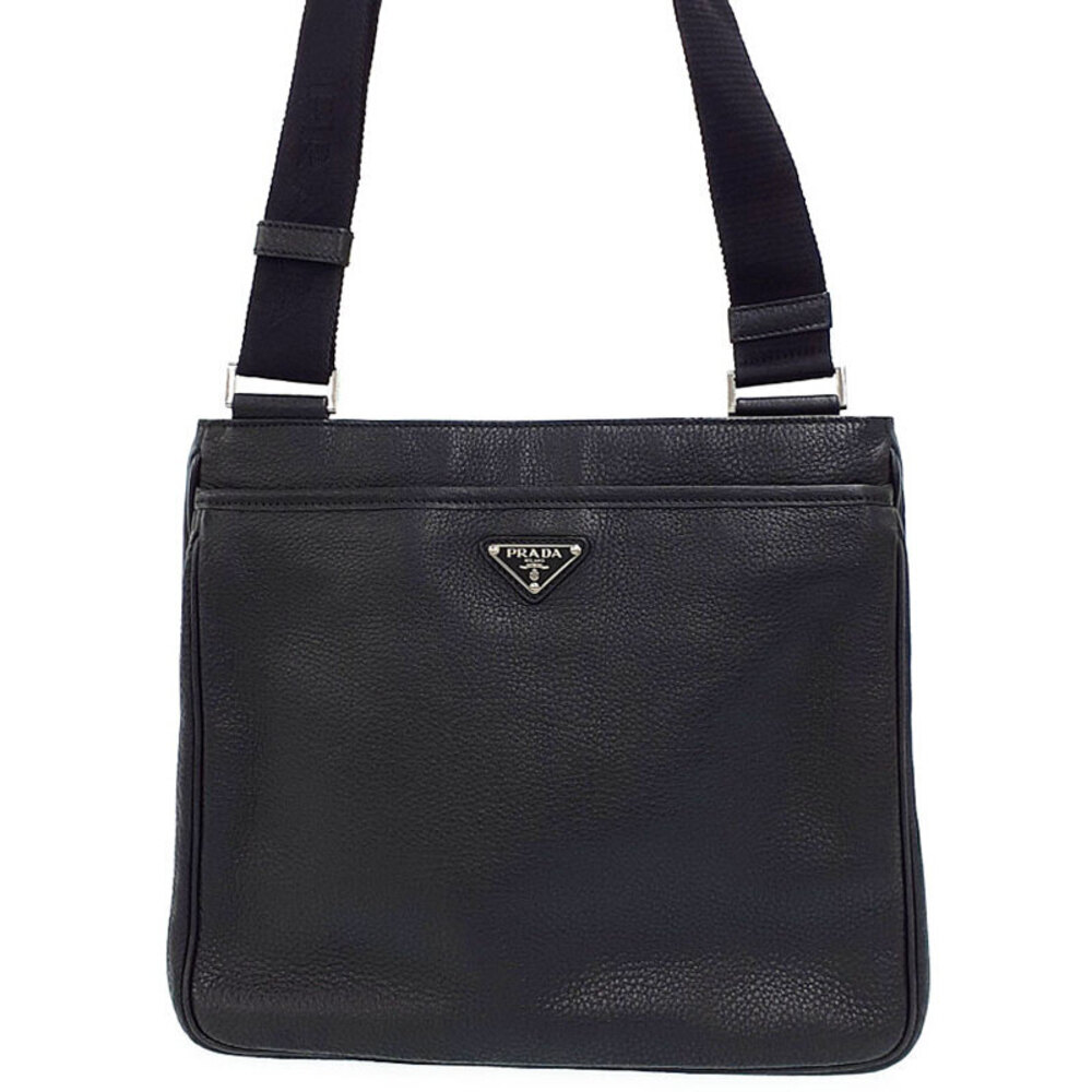 Prada Vitello City Messenger Bag black leather
